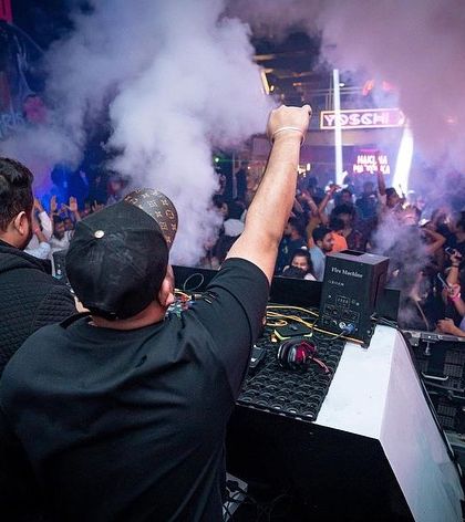 A view from our side of the decks. The energy from a packed club is what fuels our back-to-back sets.