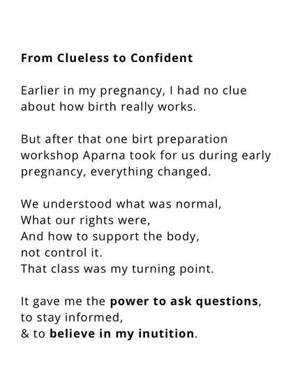 This mama went from clueless to confident. She shares how a single birth preparation workshop was her turning point, giving her the power to ask questions and believe in her intuition.