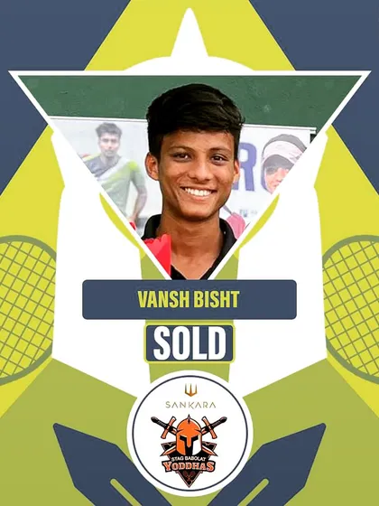 Our trainee Vansh Bisht, sold to the Sankara Yoddhas team in the Pro Tennis League auction. Time for the best exposure possible.