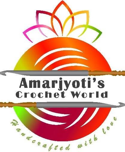 This is the logo for my brand, Amarjyoti's Crochet World. It represents my love for crochet and my promise of providing items that are always handcrafted with love.