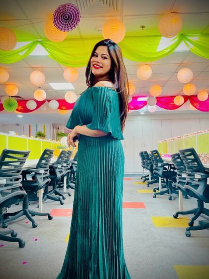 A shot from the beautifully decorated office at Clovity for their Diwali celebration. The festive decor perfectly matched the high-energy vibe.