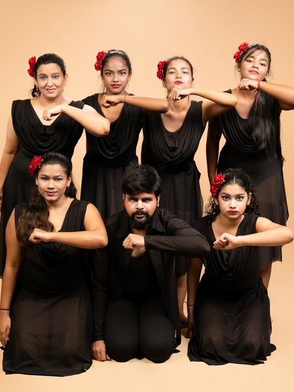 A dramatic group pose from a piece exploring the paradox of love and heartbreak. Our performances are designed to be emotionally resonant and thought provoking.