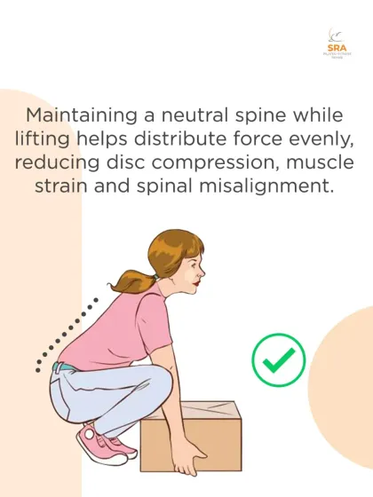 This is how to lift correctly. Maintaining a neutral spine distributes force evenly, reducing disc compression and muscle strain. Always lift with your legs.
