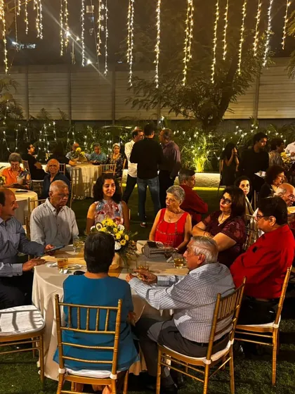 Welcome to GFC Banquet! Our new lawn and banquet setting is perfect for intimate gatherings, with beautiful lighting and elegant table arrangements.