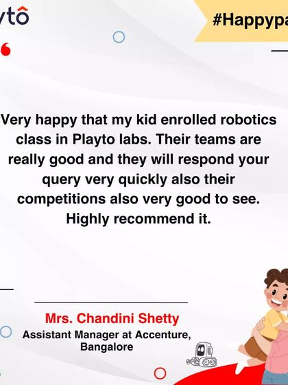 An Assistant Manager at Accenture in Bangalore highly recommends our program. She is happy with her son's experience, the quick response from our team, and the engaging competitions we host.