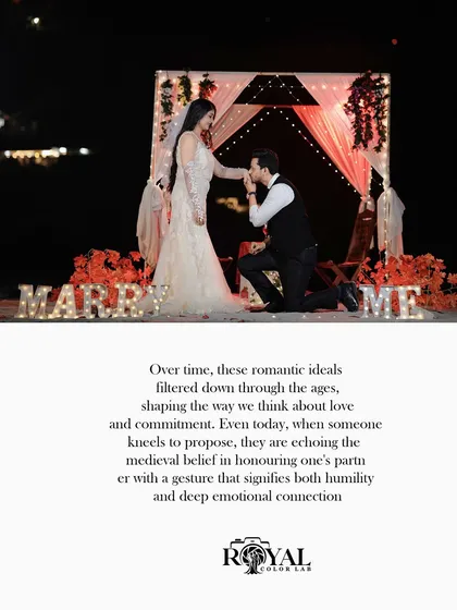 The classic proposal, beautifully staged with "MARRY ME" marquee lights. We help you create and capture these picture-perfect moments, complete with romantic setups and dramatic lighting for an unforgettable memory.