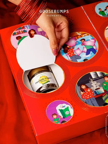 Gifting is about sharing memories. Our 'Nok-Jhok' Raksha Bandhan Box is designed to be an experience, with hidden treats that you uncover by tearing through illustrations of nostalgic sibling moments.
