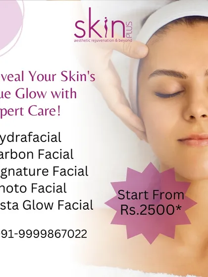 I offer a wide range of expert facials to reveal your skin's true glow. This graphic lists some of my most popular options, including the HydraFacial, Carbon Facial, and Insta Glow Facial.