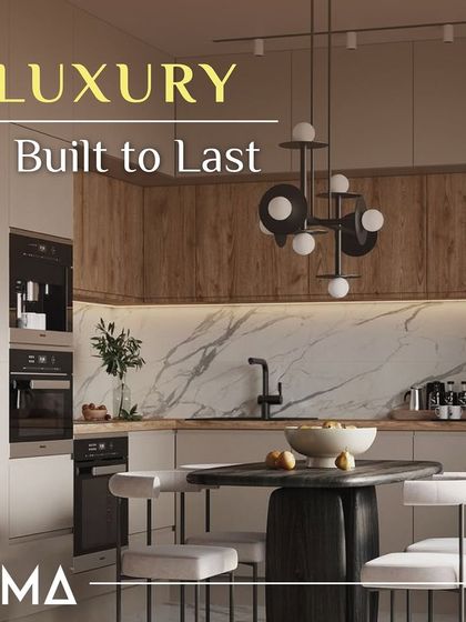 Luxury built to last. This design combines wood-grain upper cabinets with a striking marble backsplash and a functional dining nook, proving that a family kitchen can also be exceptionally stylish.