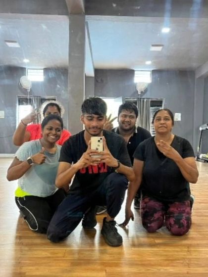 A happy post-workout selfie with some of our dedicated members after a Bolly Aerobics class. This is what our fit fam is all about: supporting each other and celebrating our hard work.