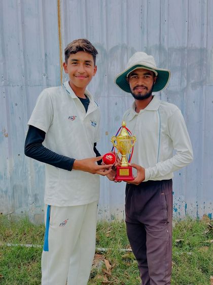 Priyansh Vijayran, our team's vice captain, receiving the Man of the Match award for his all round performance.