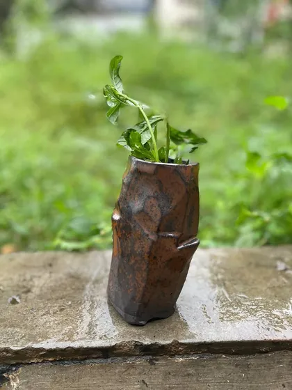 We were heartbroken when this piece didn't survive the firing as planned, but it serves as a beautiful decorative object and a reminder of the creative process.