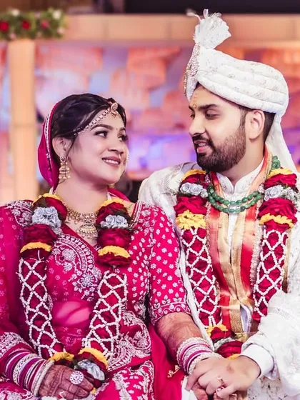 A beautiful portrait of the bride and groom. Her makeup is soft and subtle, with a natural glow that looks fresh and elegant throughout the long wedding day.
