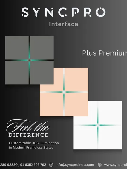 Feel the difference with the Plus Premium series. These frameless keypads feature customizable RGB illumination, allowing you to match the backlight to your decor or mood, shown here in grey, rose gold, and white finishes.
