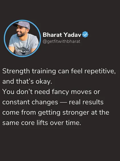Strength training can feel repetitive, and that's okay. Real results don't come from fancy moves; they come from getting progressively stronger at the same core lifts over time.
