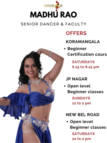 Another look at Madhu's class offerings across Bangalore.