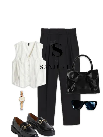 This lookbook demonstrates my mix-and-match philosophy. By swapping just the bottoms and keeping the same pinstripe waistcoat and loafers, you can create a completely different but equally chic office-ready outfit.