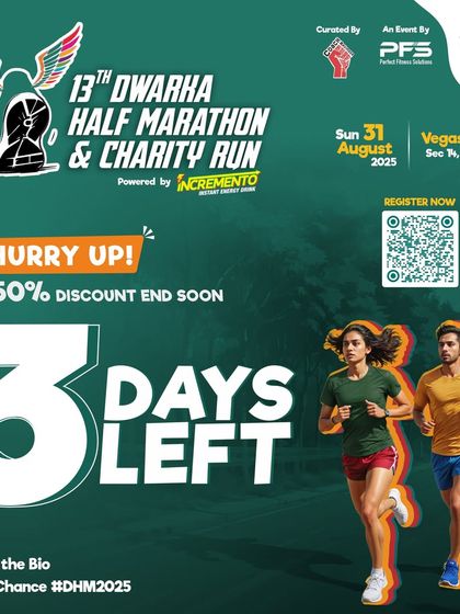 Hurry Up. Only 3 days left to claim the 50% discount for the Dwarka Half Marathon.
