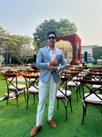 Dressed for a beautiful outdoor wedding. The calm before the storm of music and dancing begins.