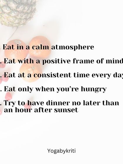 Here are five tips for smooth digestion, including eating in a calm atmosphere, at a consistent time, and only when you're truly hungry.