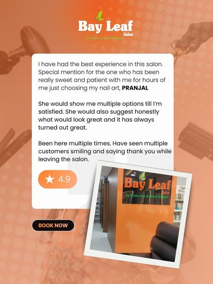 We love when our clients feel patiently guided, not rushed. This review highlights how our nail artist Pranjal took the time to show multiple options until the client was completely satisfied.