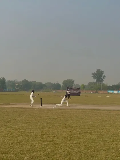 The first innings is complete. The fielding team walks off after restricting the opposition.