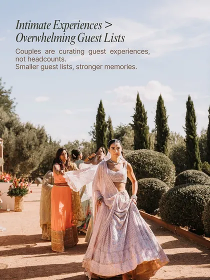 A trend insight on guest experience: couples are now prioritizing intimate experiences over overwhelming guest lists, leading to smaller, more meaningful celebrations.