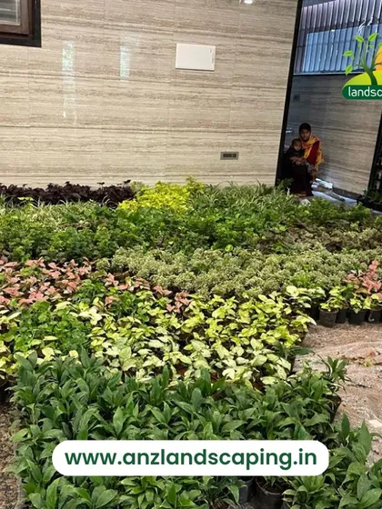 A duplicate of media ID 15. Before installation, we organize all the selected plants on-site. This allows us to map out the design and ensure the various colors and textures are arranged according to the client-approved 3D preview.