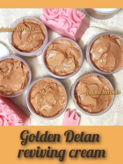 Introducing my Golden Detan Reviving Cream. I've added light-reflecting particles to give your skin a beautiful, shimmery glow while the herbal ingredients work to remove tan and even out your complexion.