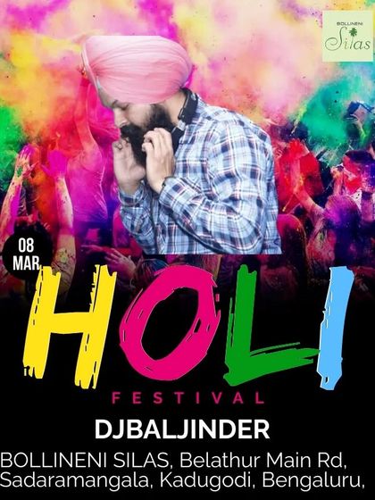 A flyer for another Holi festival event I played at in Kadugodi, Bengaluru. I am a popular choice for community celebrations.