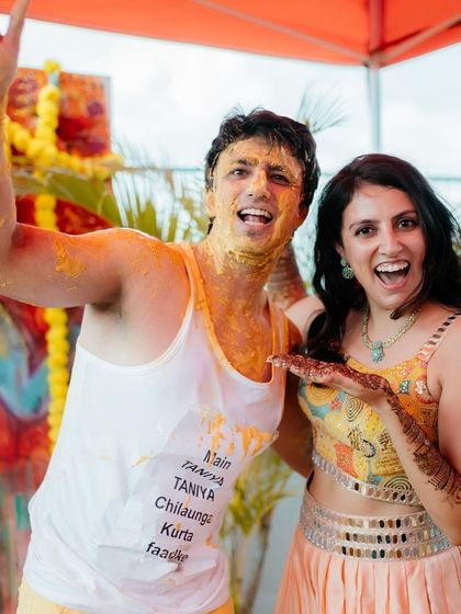Pure joy and energy during the Haldi. These are the moments that make a wedding unforgettable.