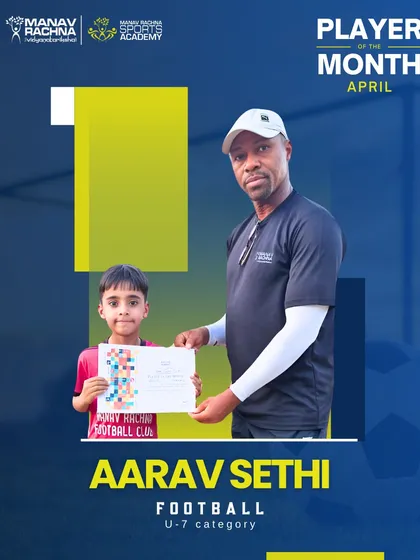 Aarav Sethi, our Football Player of the Month for April (U-7). We are proud to nurture talent from a very young age.