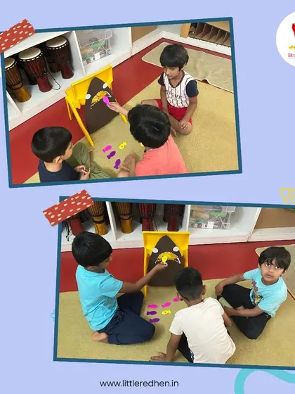 A group of boys works together to feed the hungry shark, taking turns tossing fish into its mouth. It's a great activity for practicing sharing and teamwork.