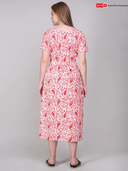 A back view of the dress, showing the pattern continuity and fit from behind. We ensure all critical angles are covered for a complete product showcase.
