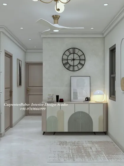 A console table with a unique arched design sits against a textured wall, demonstrating how even smaller furniture pieces can make a big design impact.