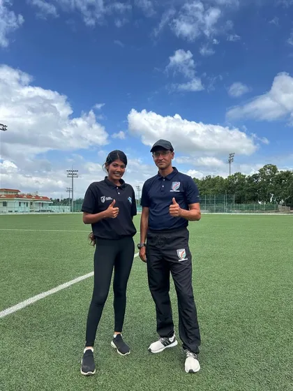 Coach Shruti with a mentor during her AIFF AFC C Diploma course. We believe in continuous learning to provide the best coaching for our players.