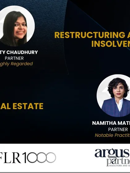 This graphic from the IFLR1000 rankings highlights the individual recognition of our partners. Adity Chaudhury is noted as 'Highly Regarded' for her work in Restructuring and Insolvency, showcasing the strength of our team's leadership.