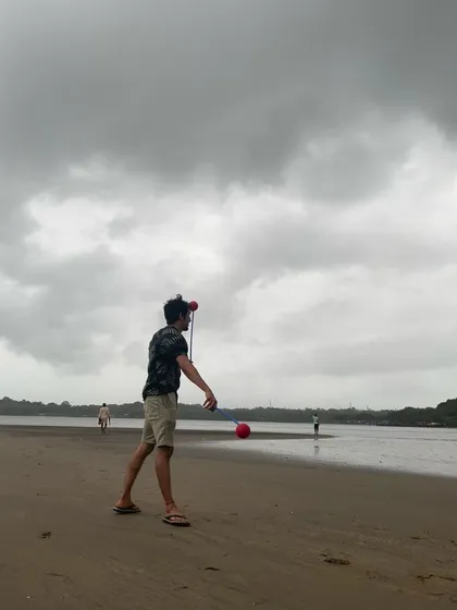 Finding my flow on a quiet beach. Sometimes the best practice sessions are just me and my poi, with no music but the sound of the environment.