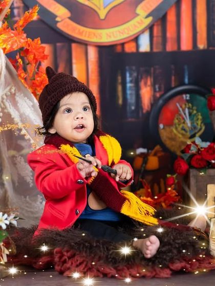 Ready to cast a spell! This image captures the magical feeling of the Harry Potter theme, with sparkling lights and an enchanting library setting.