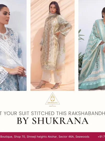 Get your suit stitched for Raksha Bandhan with me. I offer a range of styles from classic to contemporary to celebrate the special bond.