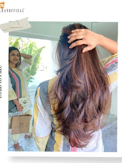 A stunning before-and-after hair transformation. This gorgeous mocha balayage adds depth, dimension, and a touch of sophistication.