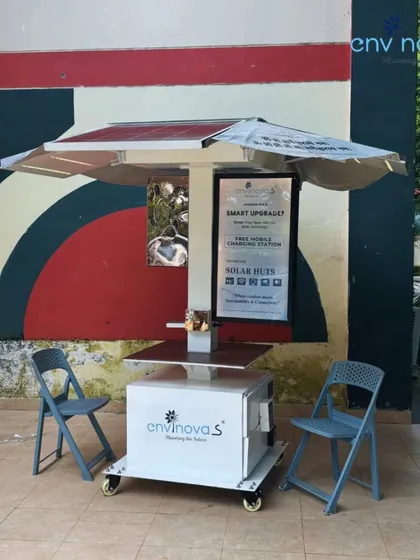 A standalone view of our portable solar patio, set up for the demonstration at the ITBP camp. Its compact and mobile design makes it ideal for temporary or shifting operational needs.