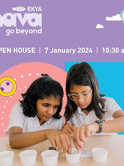 An invitation to our Open House on January 7th. This image of two students engaged in a science experiment gives a glimpse into the hands-on learning environment I foster.