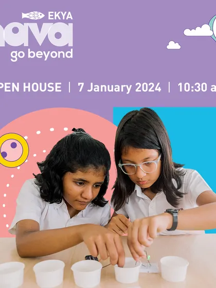 An invitation to our Open House on January 7th. This image of two students engaged in a science experiment gives a glimpse into the hands-on learning environment I foster.