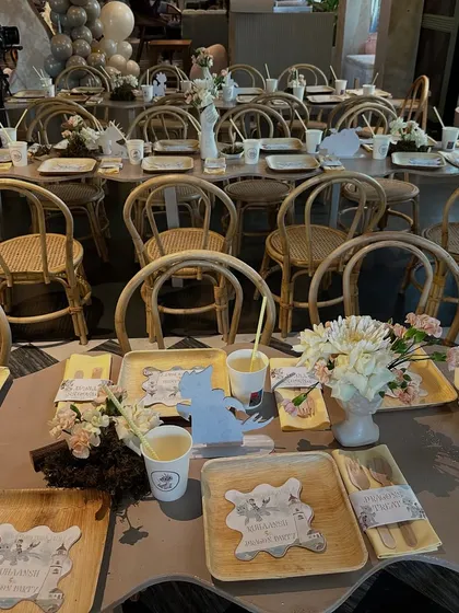 A still shot of the beautifully set tables, ready for the little adventurers to arrive.