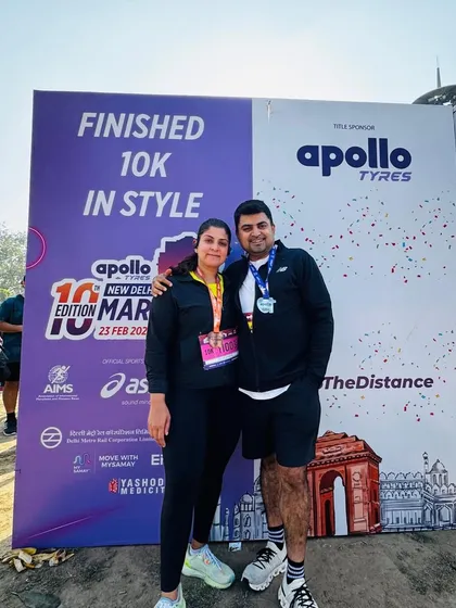 Finished 10k in style. This couple from our community celebrating their achievement together. Fitness is a journey best shared.
