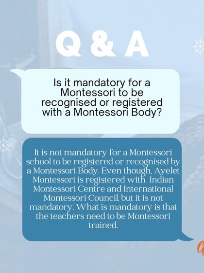 This is a common question I receive. While Ayelet Montessori is registered with national and international bodies, it is not mandatory for a school. What is mandatory, and what I ensure in my training, is that the teachers are thoroughly trained in the authentic Montessori method.