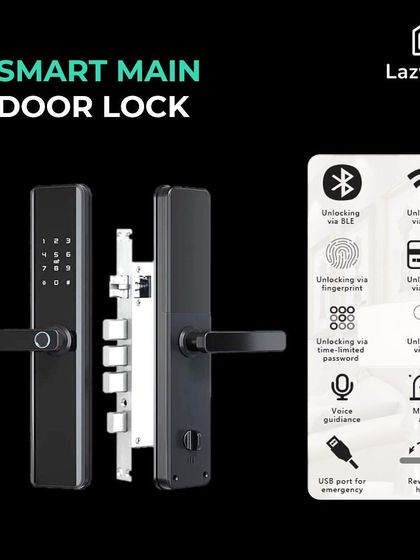 A detailed look at the smart main door lock and its versatile features. From Bluetooth and WiFi unlocking to a USB port for emergency power, this system is designed for reliability and modern security needs.