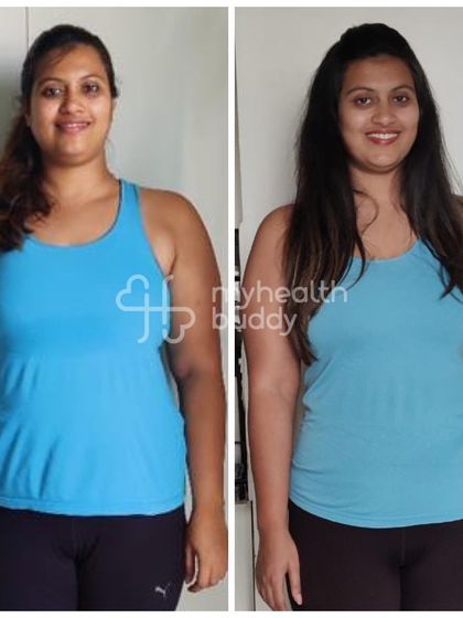 Another angle of Ishani's 7kg loss, showing her progress and increased confidence.