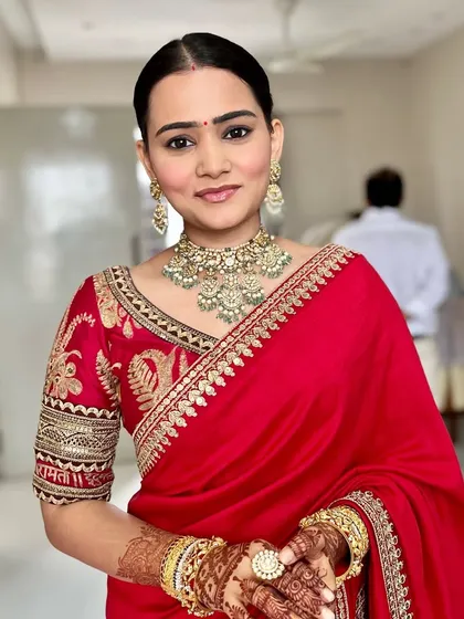 Another beautiful portrait of Mahima. Her skin is glowing, and the makeup is soft and minimal, letting her natural beauty be the focus.